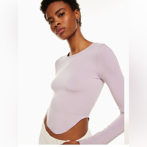 Aritzia Wilfred Potion Rounded Baseball Hem Cropped Jersey Longsleeve Top - Picture 4 of 10